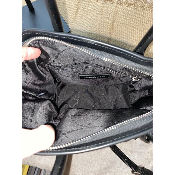 Michael Kors Avril Small Studded Patchwork Signature Logo Satchel Purse GUC - Picture 6 of 8